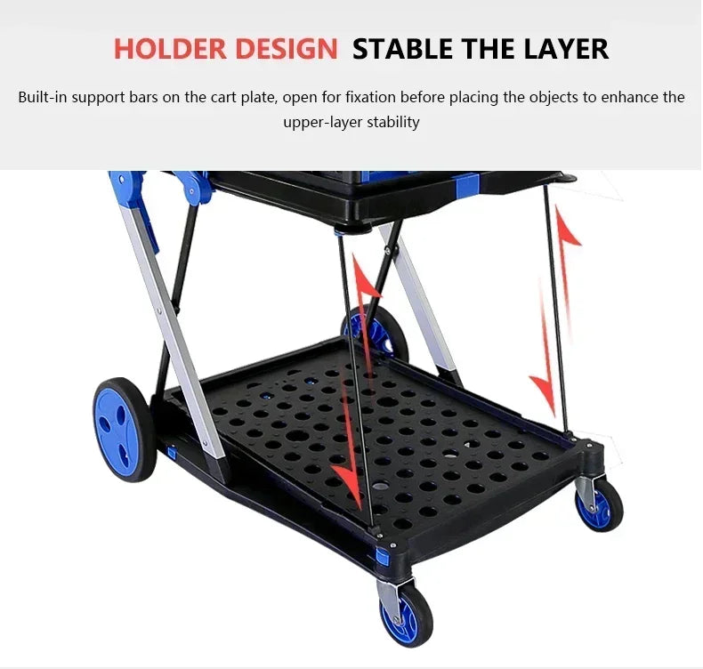 Plastic Foldable Hand Truck, Aluminum Portable Folding  Cart Trolley, Hand Cart for Home Office Travel Supermarket Factory Use