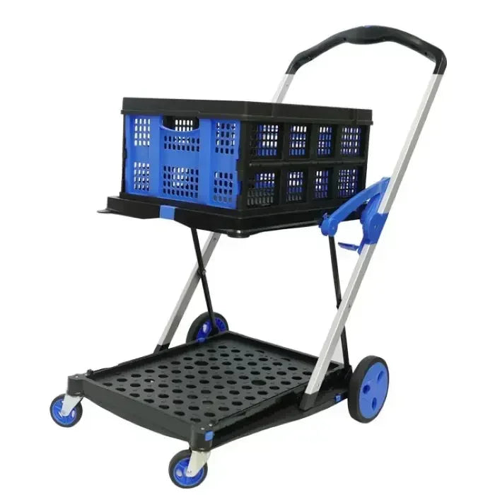 Plastic Foldable Hand Truck, Aluminum Portable Folding  Cart Trolley, Hand Cart for Home Office Travel Supermarket Factory Use