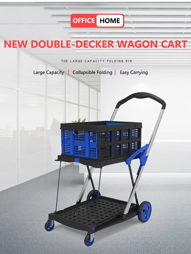 Plastic Foldable Hand Truck, Aluminum Portable Folding  Cart Trolley, Hand Cart for Home Office Travel Supermarket Factory Use