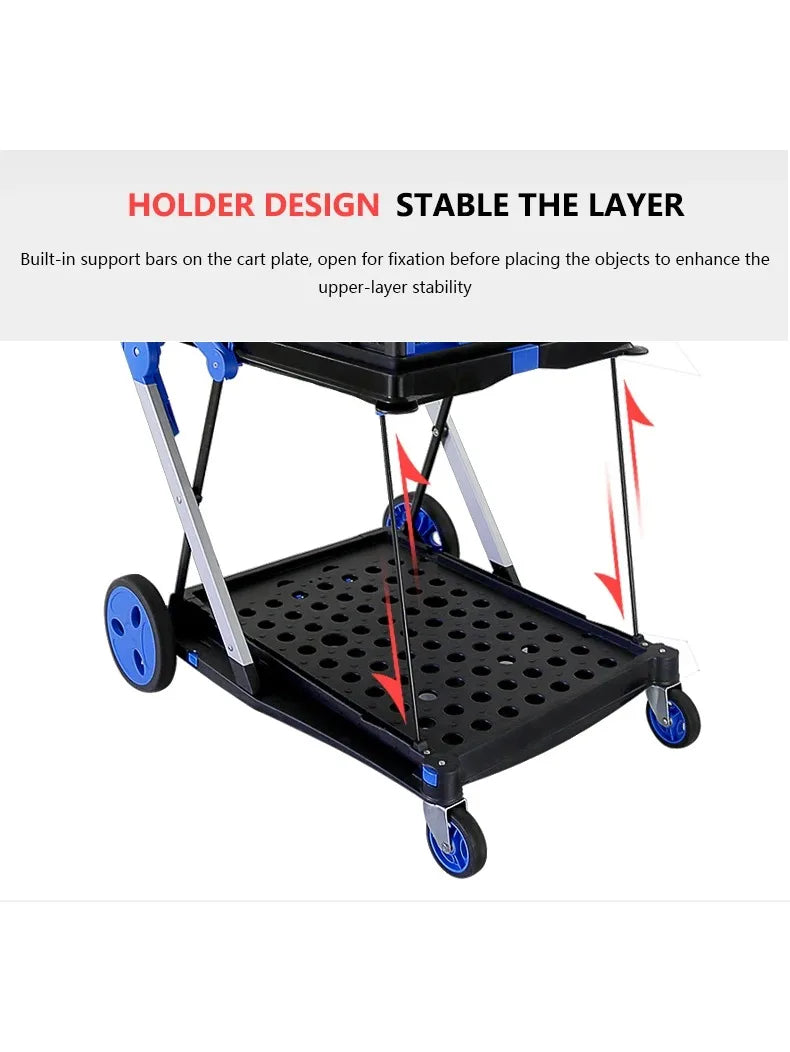 Plastic Foldable Hand Truck, Aluminum Portable Folding  Cart Trolley, Hand Cart for Home Office Travel Supermarket Factory Use