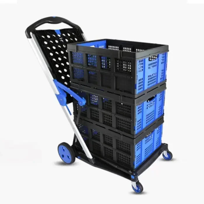 Plastic Foldable Hand Truck, Aluminum Portable Folding  Cart Trolley, Hand Cart for Home Office Travel Supermarket Factory Use