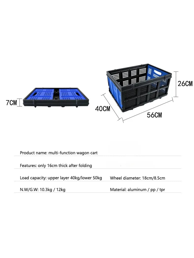 Plastic Foldable Hand Truck, Aluminum Portable Folding  Cart Trolley, Hand Cart for Home Office Travel Supermarket Factory Use