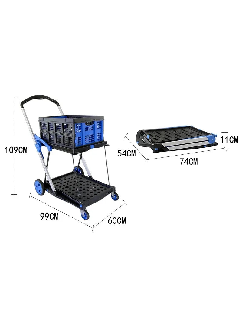 Plastic Foldable Hand Truck, Aluminum Portable Folding  Cart Trolley, Hand Cart for Home Office Travel Supermarket Factory Use